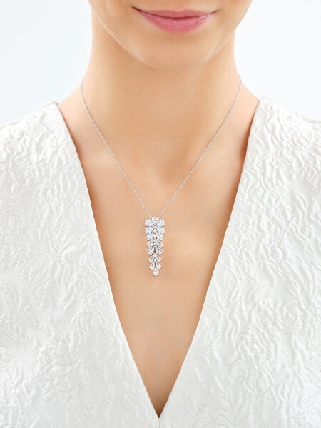 Rhodium Plated Silver Pendant with Cubic Zirconia