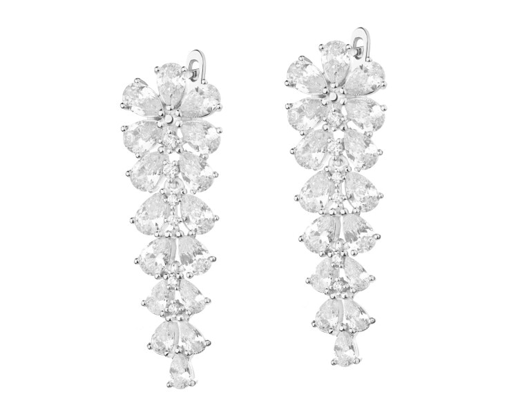 Rhodium Plated Silver Earrings with Cubic Zirconia