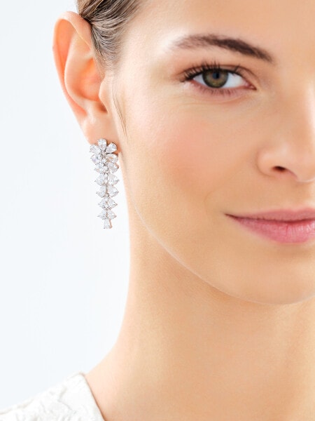 Rhodium Plated Silver Earrings with Cubic Zirconia