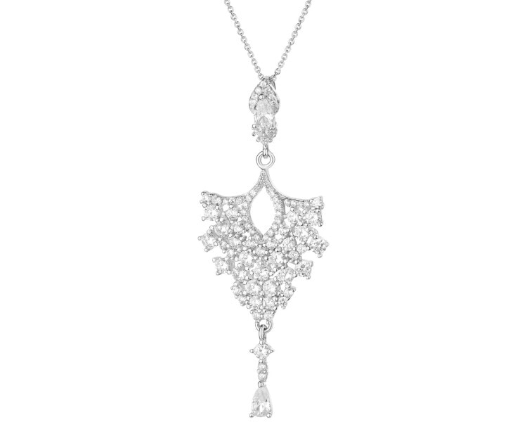 Rhodium Plated Silver Pendant with Cubic Zirconia