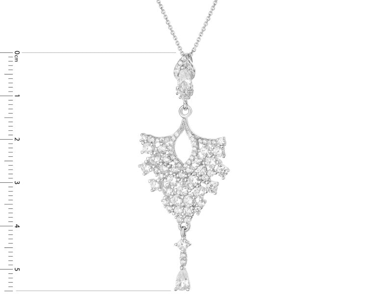 Rhodium Plated Silver Pendant with Cubic Zirconia