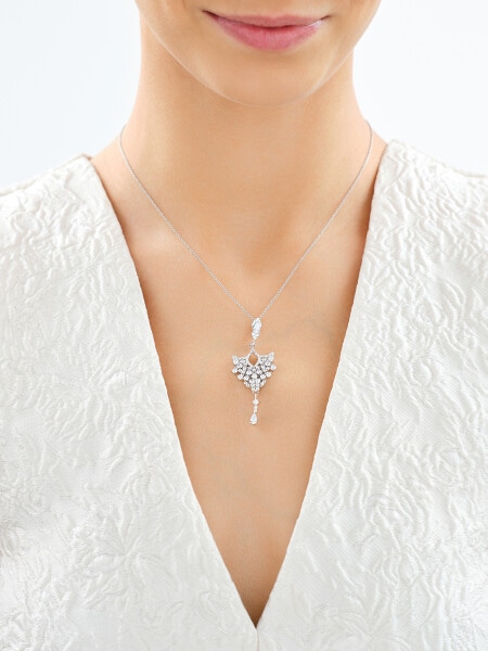 Rhodium Plated Silver Pendant with Cubic Zirconia