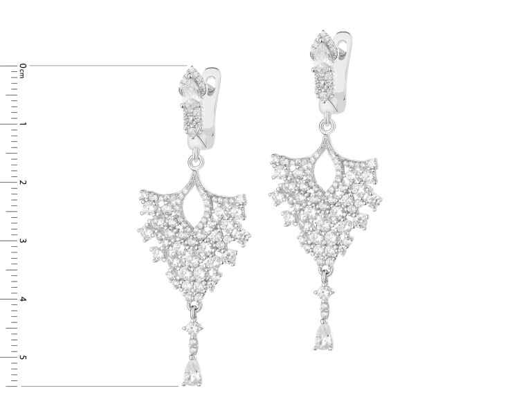 Rhodium Plated Silver Dangling Earring with Cubic Zirconia