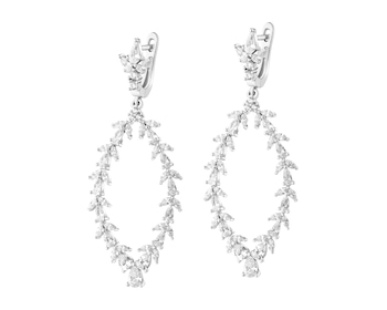 Rhodium Plated Silver Dangling Earring with Cubic Zirconia