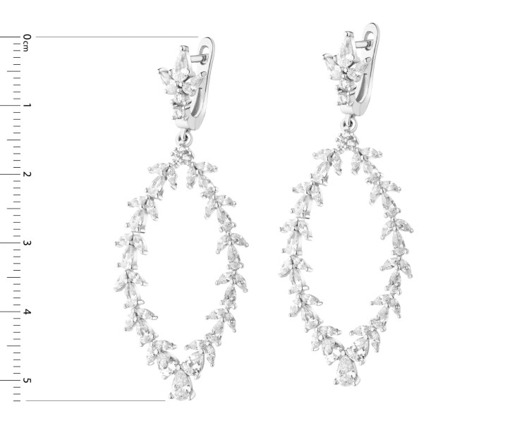 Rhodium Plated Silver Dangling Earring with Cubic Zirconia