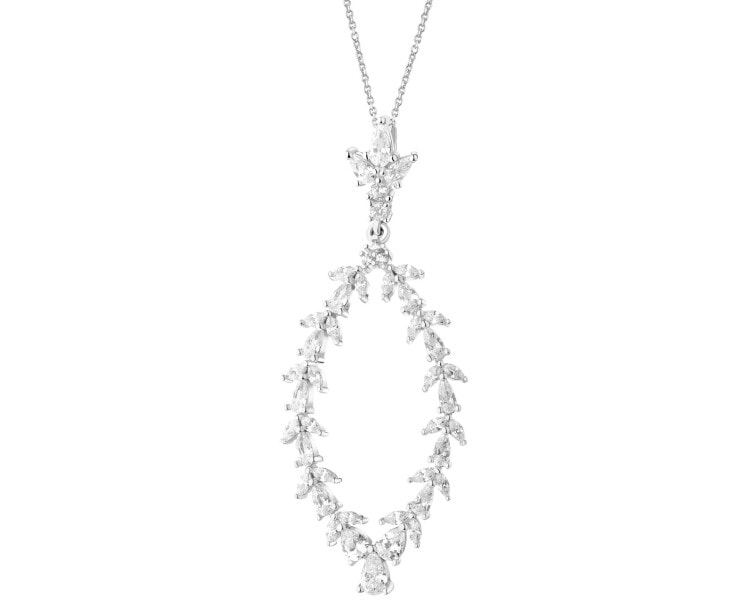 Rhodium Plated Silver Pendant with Cubic Zirconia