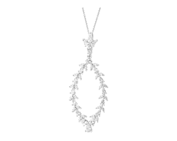 Rhodium Plated Silver Pendant with Cubic Zirconia