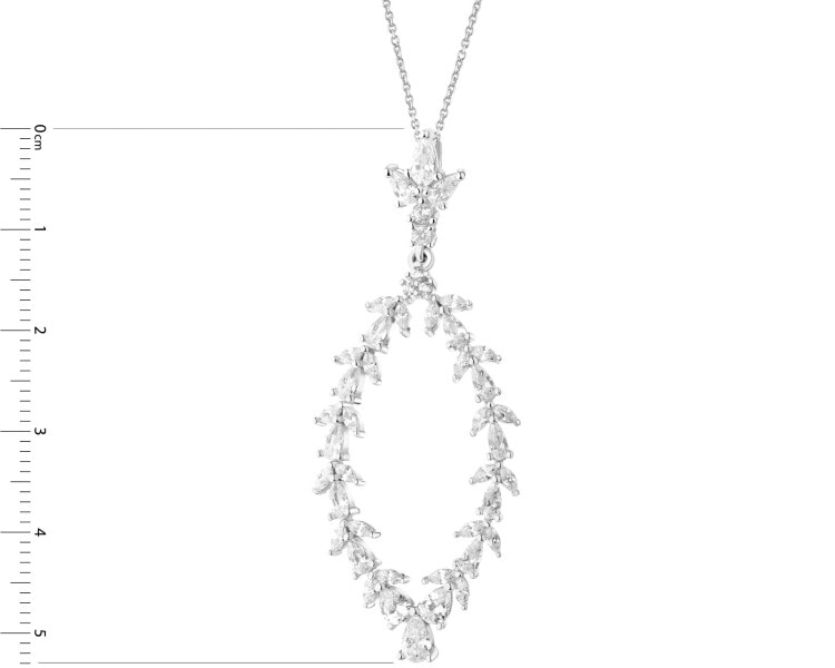 Rhodium Plated Silver Pendant with Cubic Zirconia