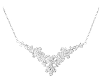 Rhodium Plated Silver Necklace with Cubic Zirconia