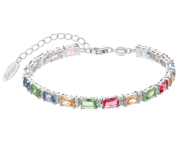 Rhodium Plated Silver Bracelet with Cubic Zirconia