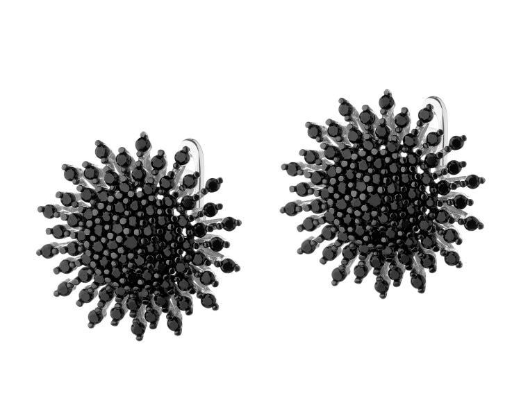 Rhodium-Plated Silver, Black Rhodium Earrings with Cubic Zirconia