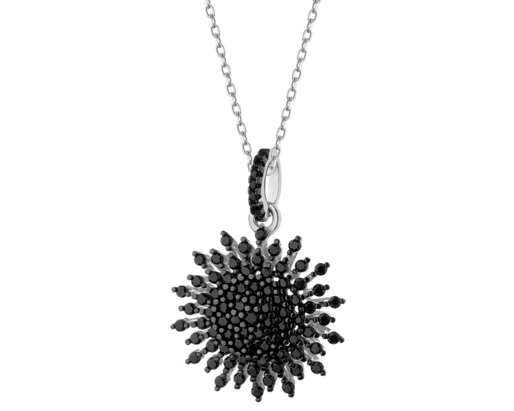 Rhodium-Plated Silver, Black Rhodium Pendant with Cubic Zirconia