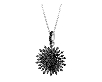 Rhodium-Plated Silver, Black Rhodium Pendant with Cubic Zirconia