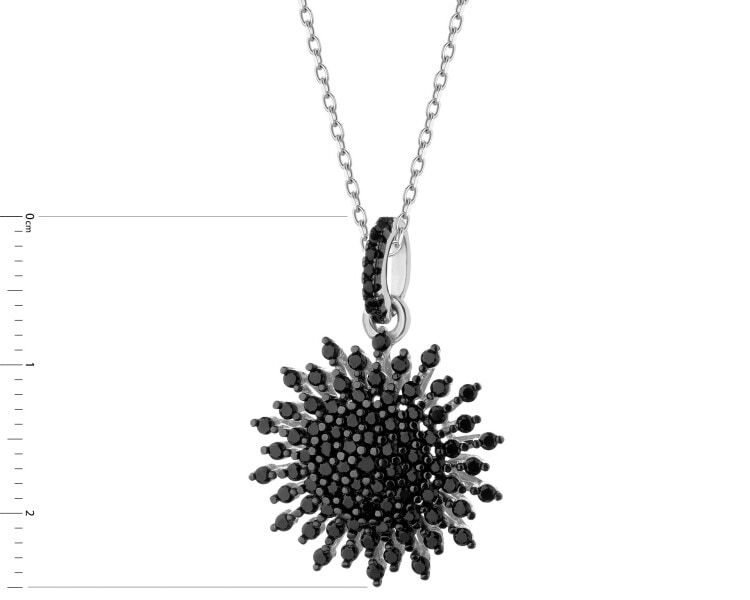 Rhodium-Plated Silver, Black Rhodium Pendant with Cubic Zirconia