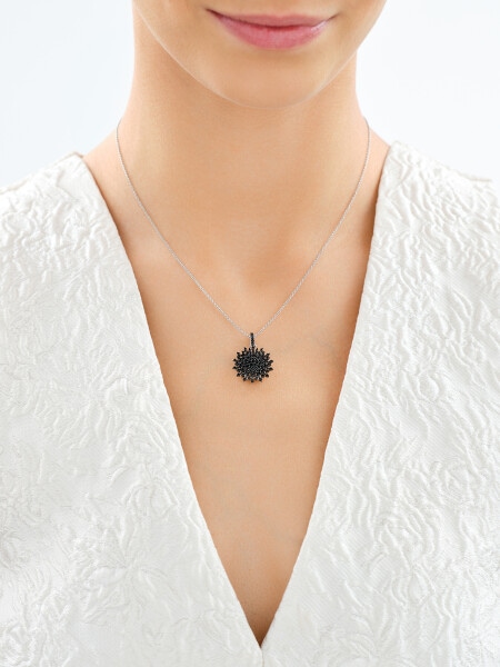 Rhodium-Plated Silver, Black Rhodium Pendant with Cubic Zirconia