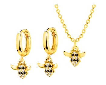 Gold-Plated Brass Set with Cubic Zirconia