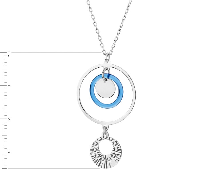 Rhodium Plated Silver Necklace with Glass