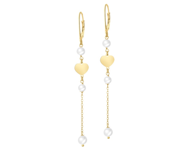 Gold-Plated Silver Dangling Earring with Pearl