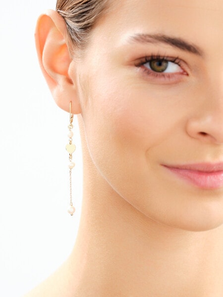 Gold-Plated Silver Dangling Earring with Pearl