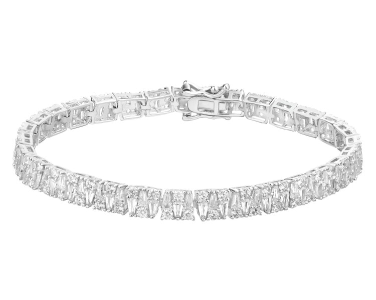 Rhodium Plated Silver Bracelet with Cubic Zirconia