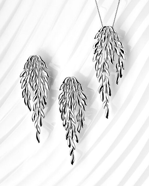 Rhodium Plated Silver Dangling Earring 