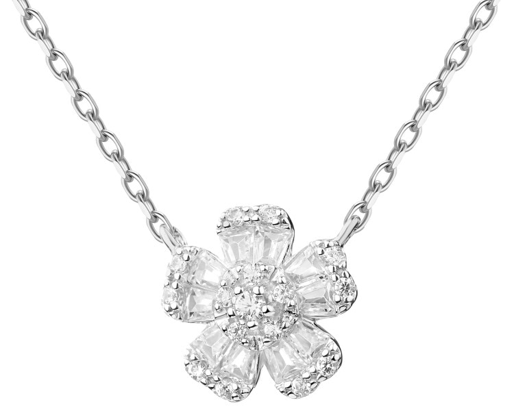 Rhodium Plated Silver Necklace with Cubic Zirconia