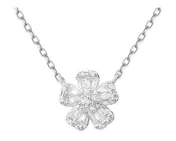 Rhodium Plated Silver Necklace with Cubic Zirconia