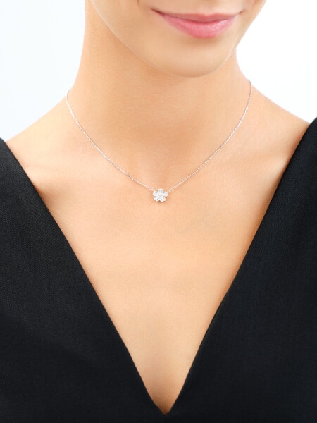 Rhodium Plated Silver Necklace with Cubic Zirconia