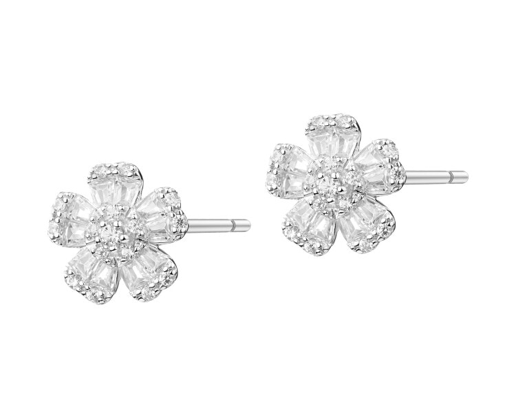 Rhodium Plated Silver Earrings with Cubic Zirconia