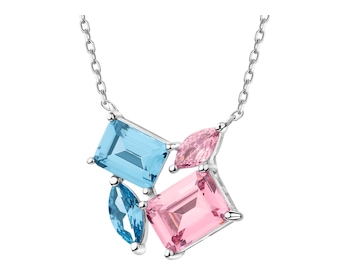 Rhodium Plated Silver Necklace with Cubic Zirconia