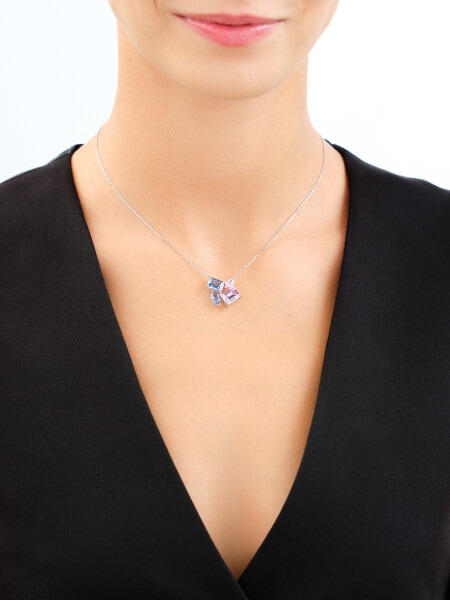 Rhodium Plated Silver Necklace with Cubic Zirconia