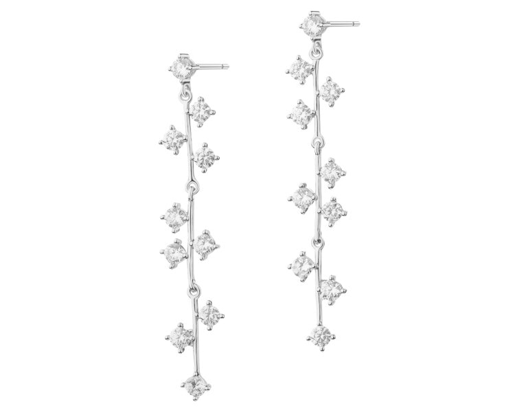 Rhodium Plated Silver Dangling Earring with Cubic Zirconia