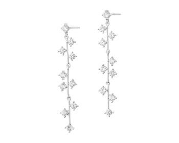 Rhodium Plated Silver Dangling Earring with Cubic Zirconia