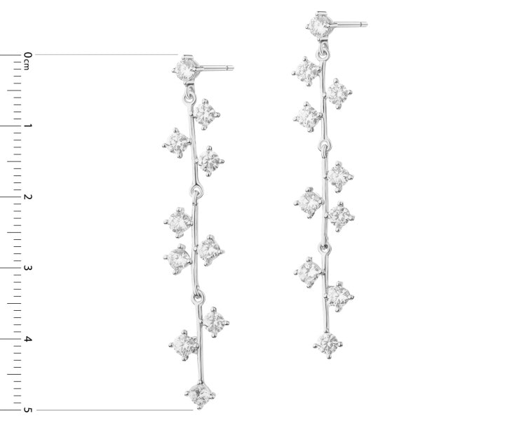 Rhodium Plated Silver Dangling Earring with Cubic Zirconia