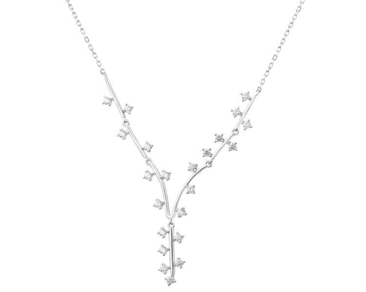 Rhodium Plated Silver Necklace with Cubic Zirconia