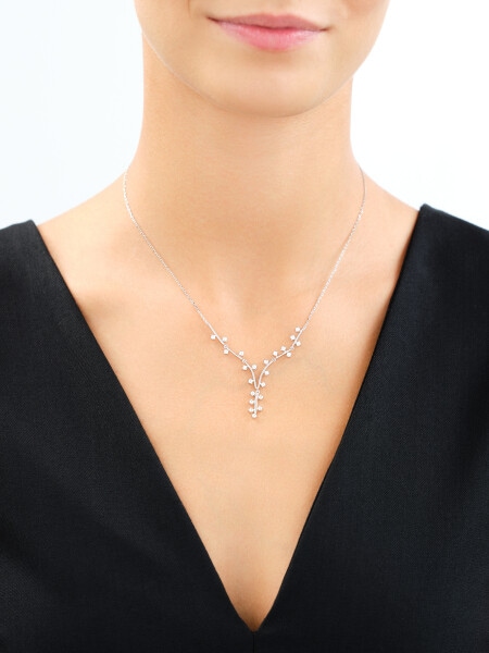 Rhodium Plated Silver Necklace with Cubic Zirconia