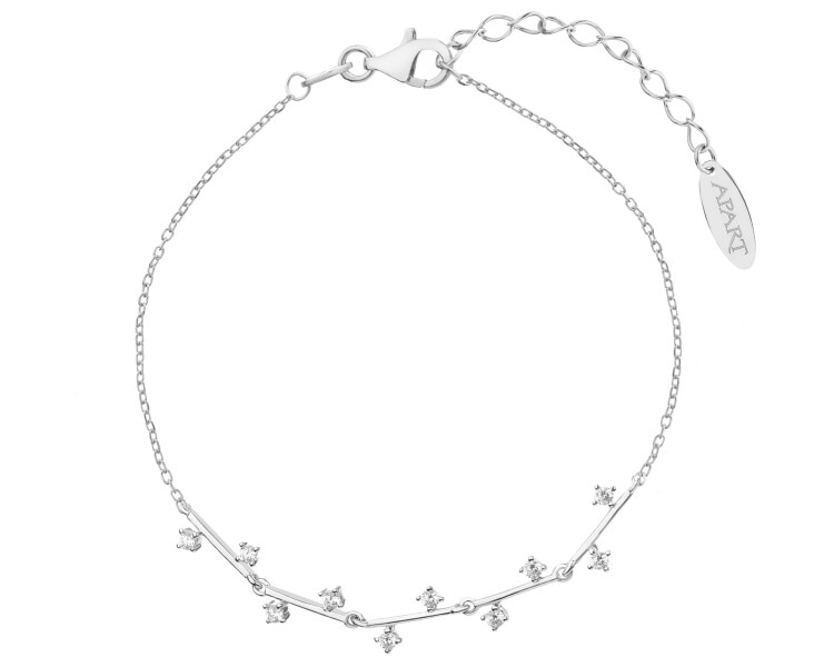 Rhodium Plated Silver Bracelet with Cubic Zirconia