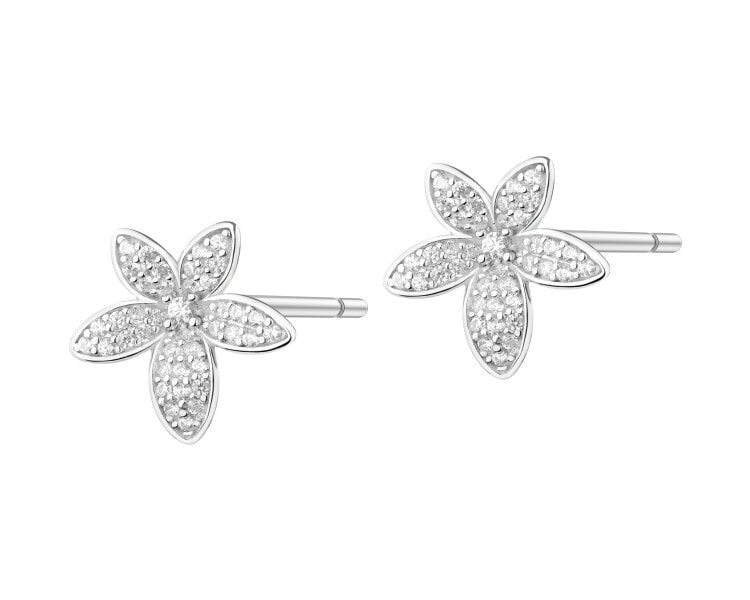 Rhodium Plated Silver Earrings with Cubic Zirconia