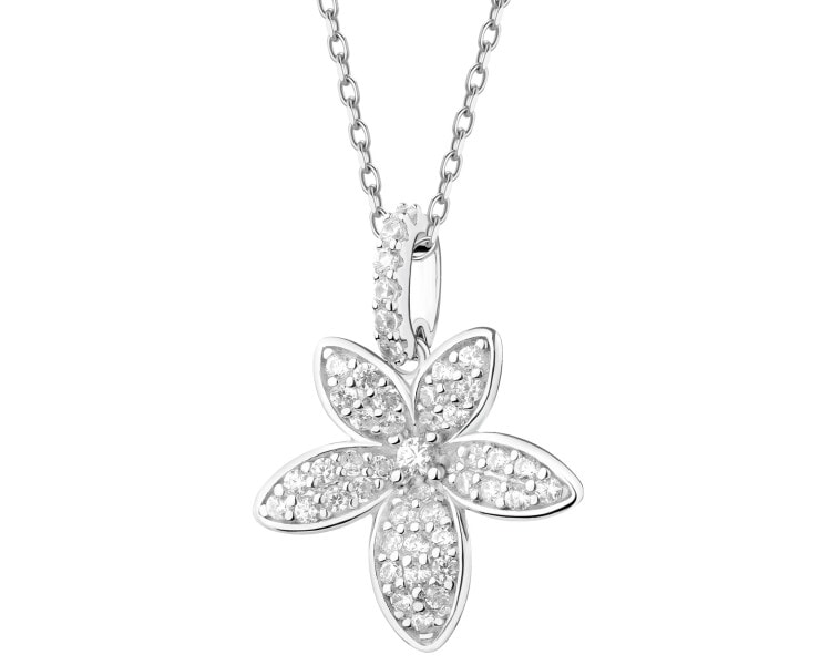 Rhodium Plated Silver Pendant with Cubic Zirconia