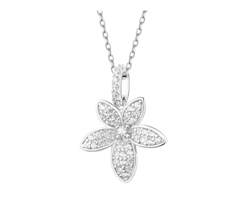 Rhodium Plated Silver Pendant with Cubic Zirconia