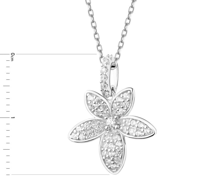 Rhodium Plated Silver Pendant with Cubic Zirconia