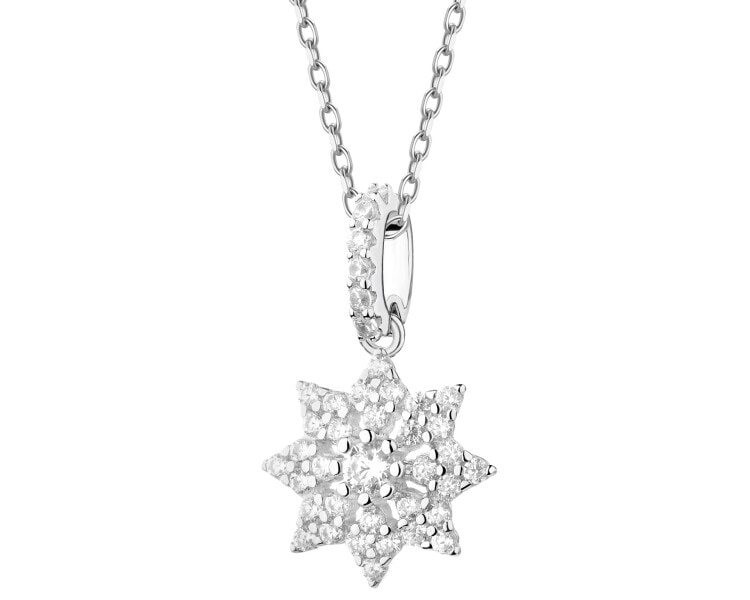 Rhodium Plated Silver Pendant with Cubic Zirconia