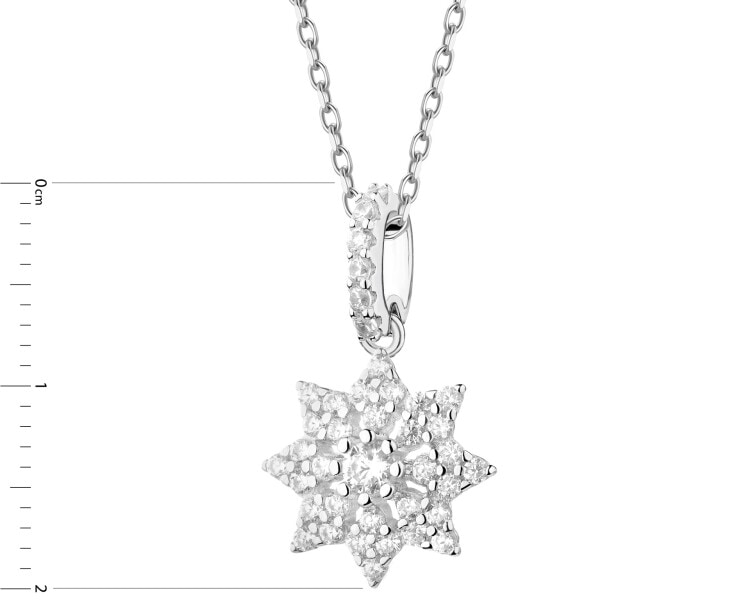 Rhodium Plated Silver Pendant with Cubic Zirconia