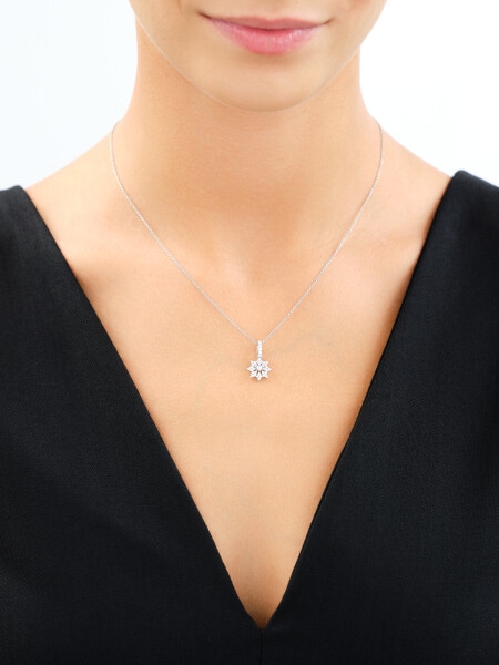 Rhodium Plated Silver Pendant with Cubic Zirconia