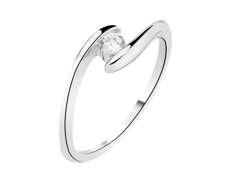 Rhodium Plated Silver Ring with Cubic Zirconia