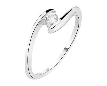 Rhodium Plated Silver Ring with Cubic Zirconia