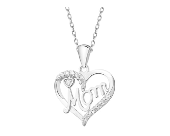 Rhodium Plated Silver Pendant with Cubic Zirconia