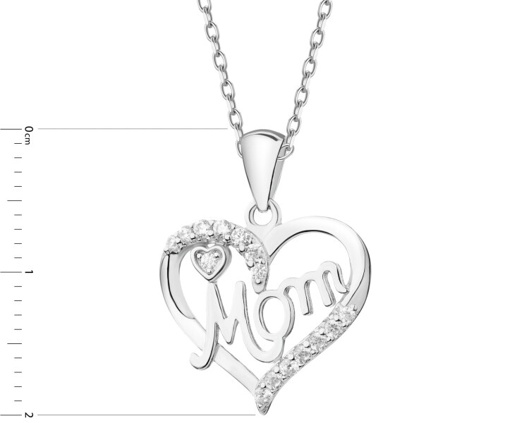 Rhodium Plated Silver Pendant with Cubic Zirconia