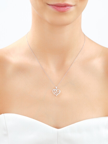 Rhodium Plated Silver Pendant with Cubic Zirconia