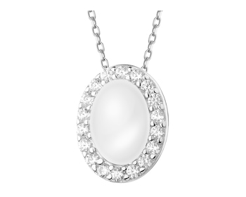 Rhodium Plated Silver Pendant with Pearl